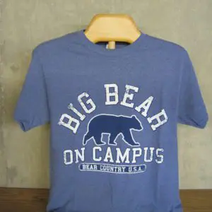 Adult Tee-Blue "Big Bear on Campus"