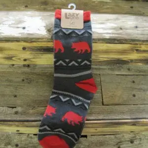 Adult Socks-Bear Cabin Pattern