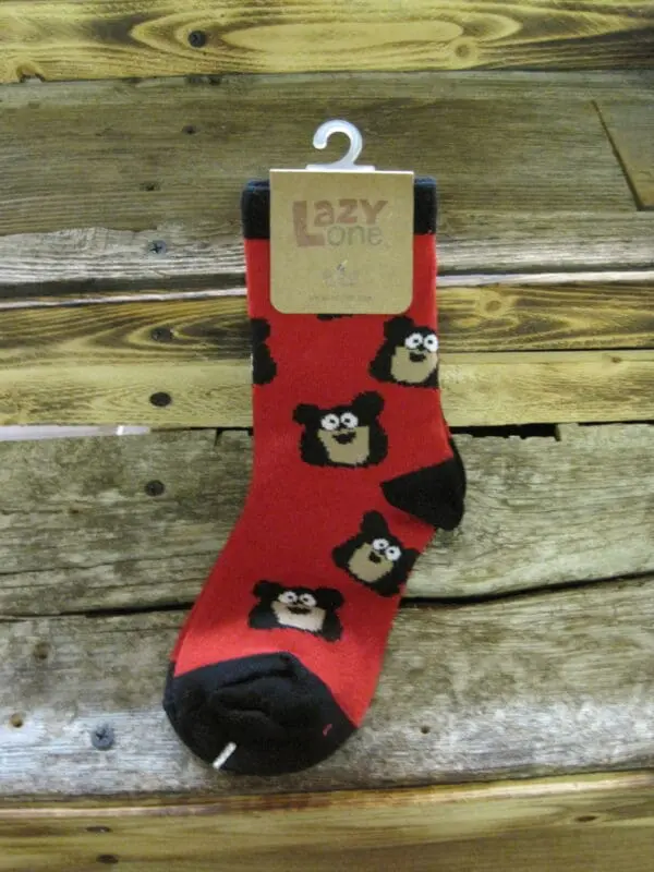 Kids Socks- Red Bear Face
