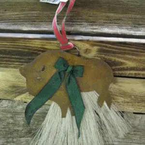 Metal Buffalo & Horsehair Ornament