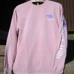 Adult Long Sleeve Tee-Blush with Purple Bear