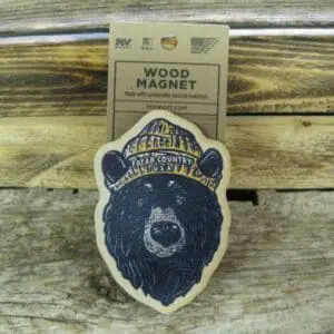 Magnet- Wood Bear Face w/Cap