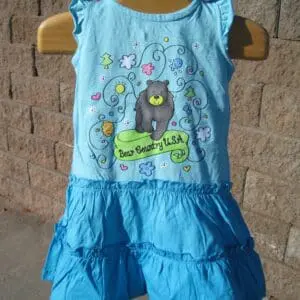 2T Ruffle Dress Swirl Bear & Flowers