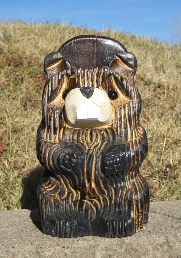 10" Carved Wood Beaver