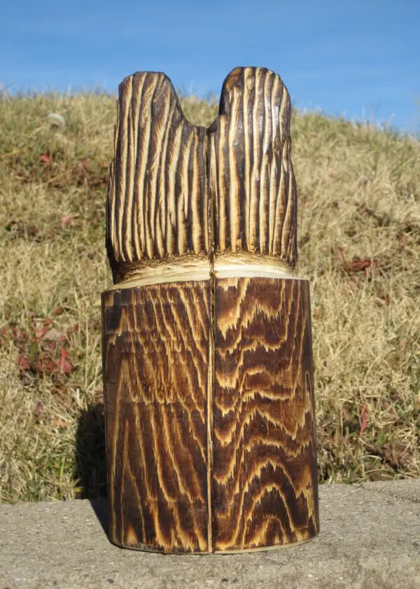 10" Craved Wood Brn. Bear in Stump - Image 2