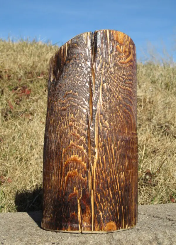 10" Carved Wood Brn. Bear Peeking From Stump - Image 2