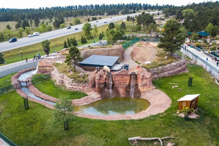 Aerial view of Bear Country U.S.A's walk through park