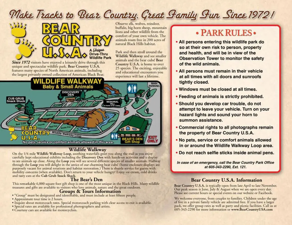 Walk Thru map of Bear Country