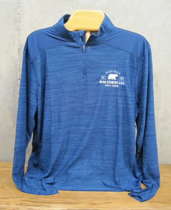 Adult- 1/4 Zip Long Sleeve Teal Shirt w/Embroidered Bear/Logo